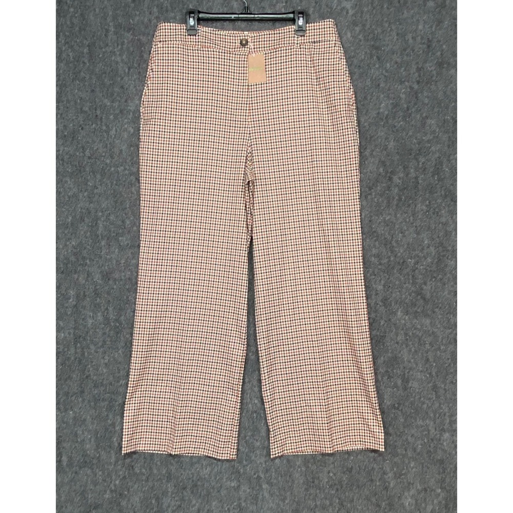 Boden‎ Westbourne Women's US 14 Brown Plaid Wide Leg Pants Trousers R0419 NWT